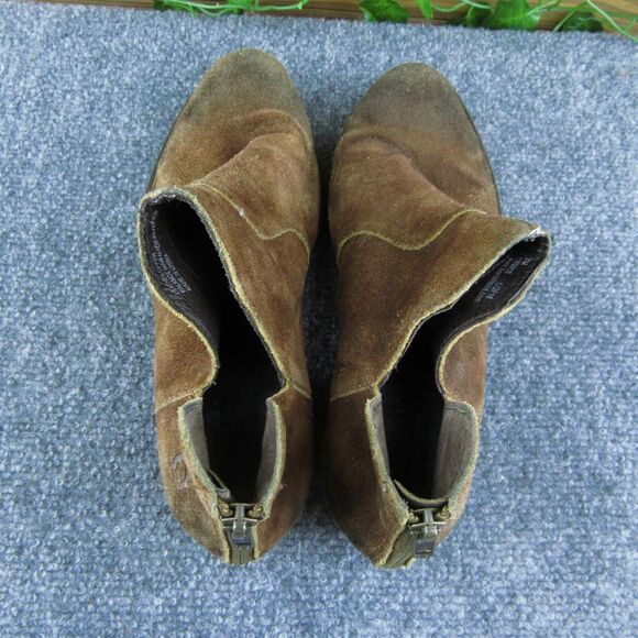 Born Distressed Women Ankle Boots Brown Suede Zip Size 7 Medium - Picture 6 of 10